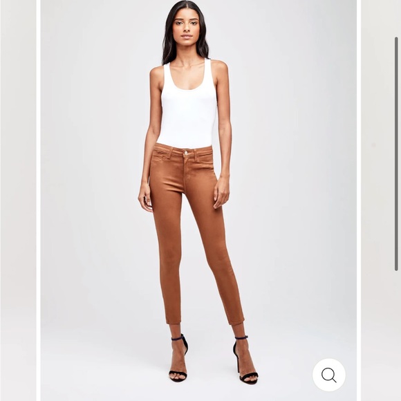 L’AGENCE marguerite topstitch detail coated skinny jeans Java/natural high rise - Picture 4 of 11